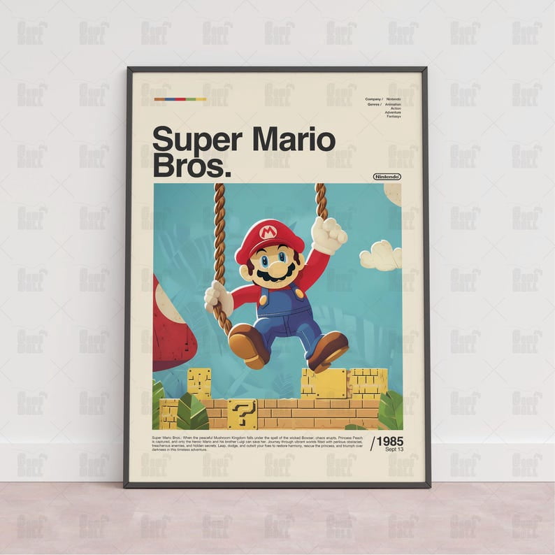 Gaming Room Wall Art Decor - Super Mario Bros Poster - 12x18 UNFRAMED ...