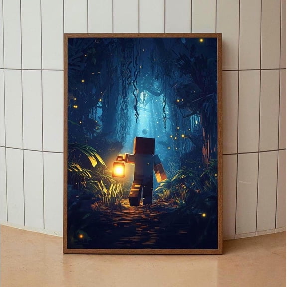 Gaming Room Wall Art – Minecraft Inspired Poster Print – Gamer Decor Gift 8x12 UNFRAMED