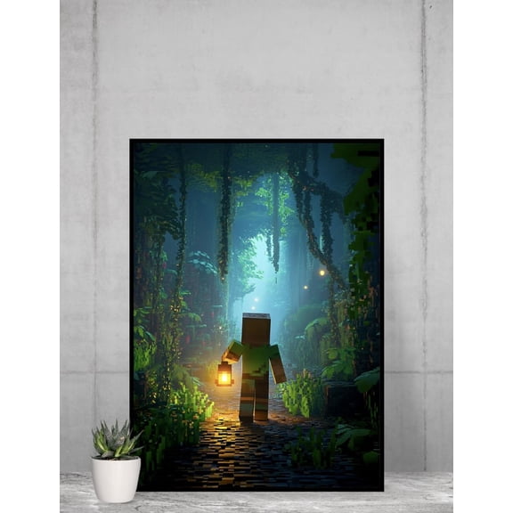 Gaming Room Wall Art Print – Minecraft Poster Decor Gift 8x12 UNFRAMED