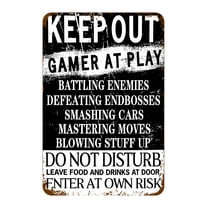 Gaming Room Wall Decor Funny Tin Signs Keep Out Gamer At Play Do Not Disturb Signs Man Cave Gamer Accessories Vintage Metal Sign (Aluminum) Size: 8 x 12 inch