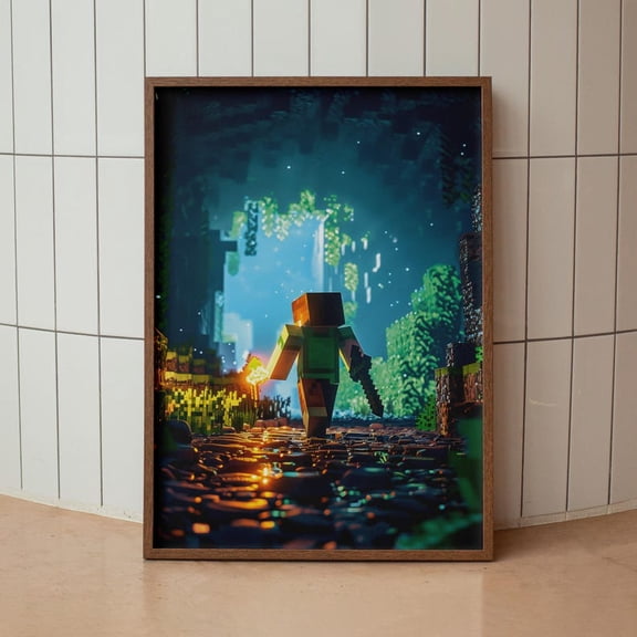 Gaming Room Wall Decor Print – Minecraft Poster for Kids Bedroom 8x12 UNFRAMED