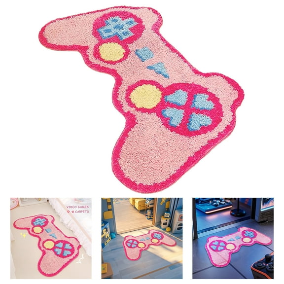 Gaming Rug - Extra Soft Non- Game Controller Floor Mat, Cartoon Console Design Microfiber Carpet for Bedroom, Game Room & Living Room - Machine Washable Gamer Decor Rug