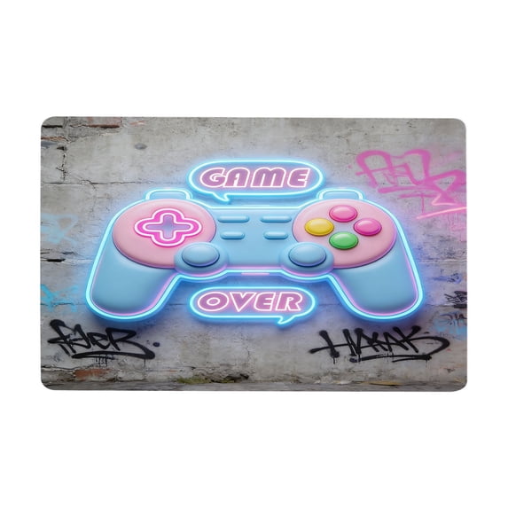 Gaming Rug for Kids Boy Bedroom Rug Gamer Area Carpet 3D Neon Game Cool Blue&Pink Blacklight Living Room Game Room Large Area Rug Boy Room Decor Non- Comfy Floor Mat Black 24X36Inch Happy Day!