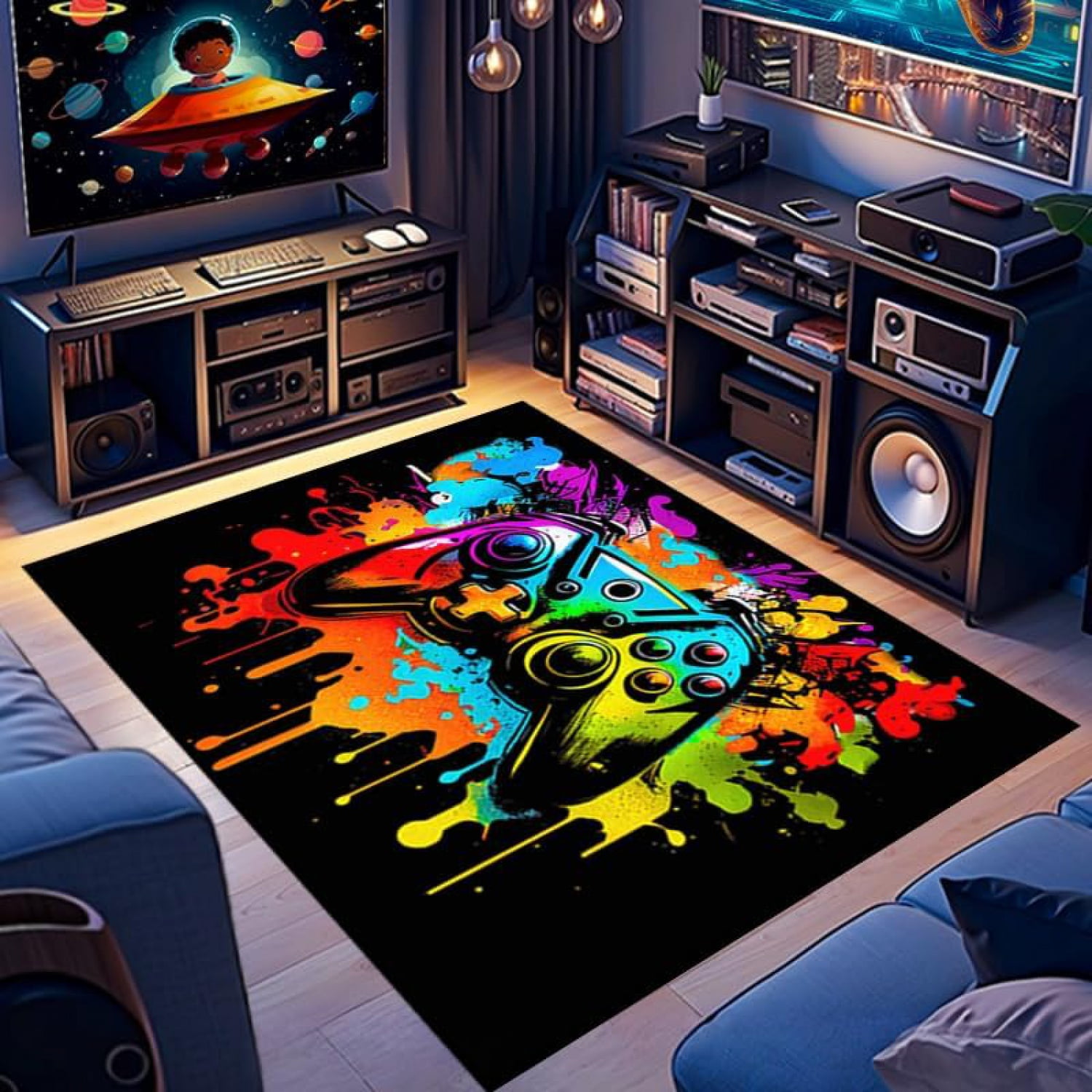 Gaming Rug for Boys Bedroom - Soft and Durable Gamer Carpet for Game ...