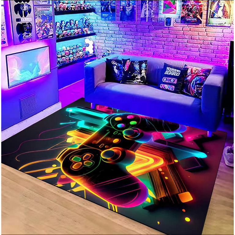 Game Rug Colorful Non-slip Gaming Rugs for Boys Bedroom Playroom