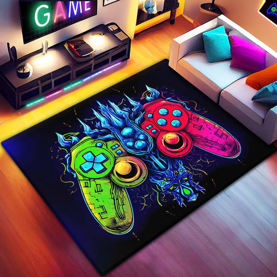 Gaming Rug for Boys Room Gamer Rug with Game Controller Design for