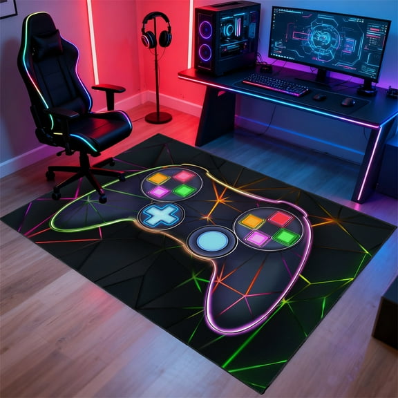 Gaming Rug for Room,3'x5' Cool Gamer Rugs with Non-Slip Backing,Game Room Carpet for Bedroom and Livingroom Decor