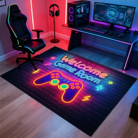 Gaming Rug for Room,3'x5' Gamer Rugs with Non-Slip Backing,Game Room Carpet for Bedroom and Livingroom Decor
