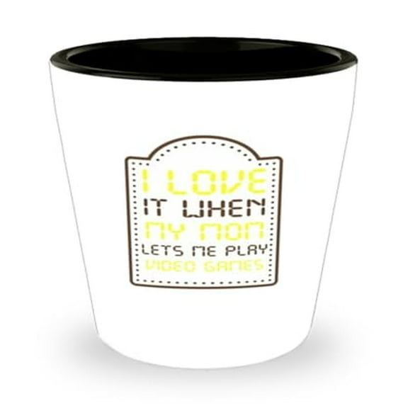 Gaming Shot Glass, I Love It When My Mom Let'S Me Play Video Games, Funny Hobby Gift, Mini Glassware, 1.5oz Cup