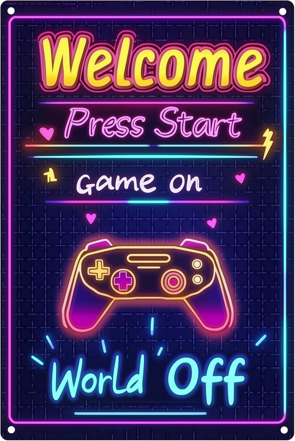 Gaming Sign Metal Game Sign Gaming Room Sign Welcome Press Start Game ...