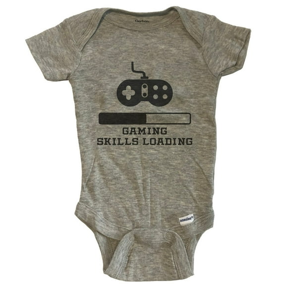Gaming Skills Loading Funny Video Games Humor Baby Bodysuit - Grey