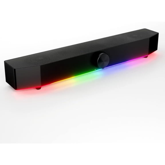 Gaming Soundbar -  Sound Bar for PC - RGB Computer Speakers for Desktop PC ( or USB Wired) Crisp Audio and Adjustable LED