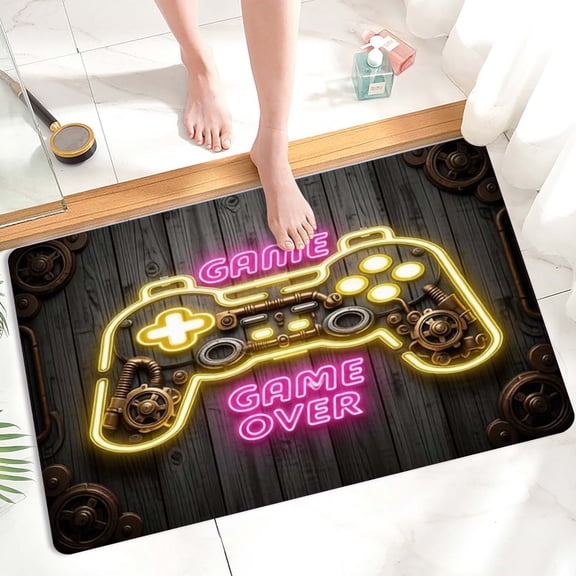 Gaming Themed Polyester Rug for Living Room and Bedroom Soft Non Floor Mat with Controller Pattern Carpet for Kids Rooms and GamesPremium Accessory for Home Entertainment Spaces,90 cm×60 cm,Color B