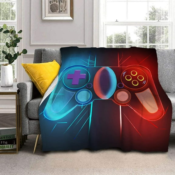Gaming Throw Blanket Gamer Fleece Blanket for Kids Teens Boys,Super Soft Blanket Used for Bed Couch (Red,50×60 inches)