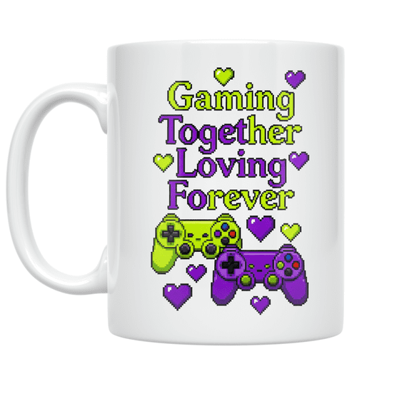 Gaming Together Loving Forever - Gaming Couple - 11 oz Ceramic Coffee Mug