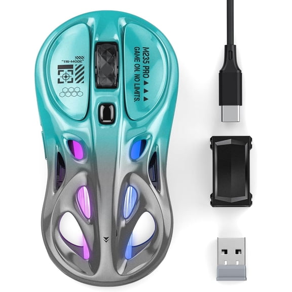 Gaming, Tri-Mode 2.4G Wired, Turquoise-Gray