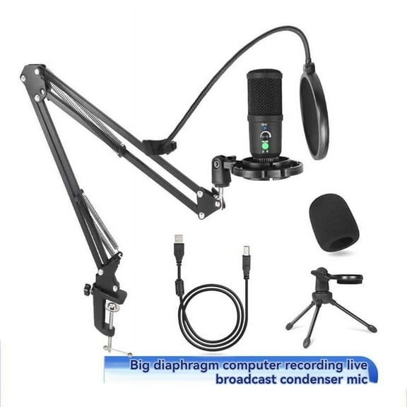 Gaming USB Microphone Noise Cancellation Condenser Mic for Pc Podcast Microphone with Boom Bracket C