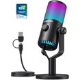 Gaming USB Microphone with Software, Programmable RGB Mic for Recording