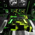 thumbnail image 1 of Gaming Video Game Bedding Twin Youth Modern Gradient Buffalo Comforter Set Twin, Gamepad Gamer Duvet Insert Contemporary Ombre Futuristic Cubes Quilt Comforter Black Green Yellow Bedding, 1 of 7