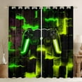 thumbnail image 1 of Gaming Video Game 30%-50% Blackout Curtains Youth Modern Gradient Buffalo Curtains,Gamepad Gamer Curtains & Drapes Ombre Futuristic Cubes Living Room Curtains,Black Green Yellow Window Curtains, 1 of 6