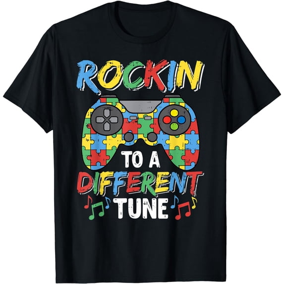 Gaming Video Game Rocking To Different Tune Autism Awareness T-Shirt