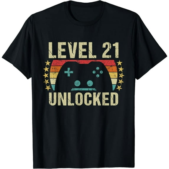 Gaming Vintage 21st Birthday Gift 21 Year Old Boy Girl Gamer T-Shirt
