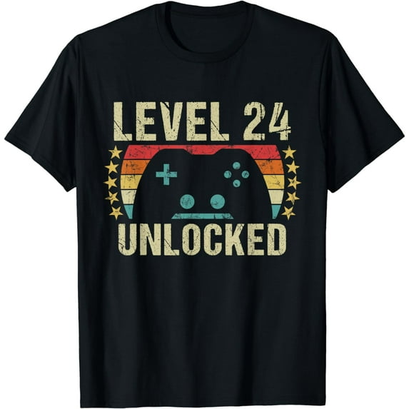 Gaming Vintage 24th Birthday Gift 24 Year Old Boy Girl Gamer T-Shirt
