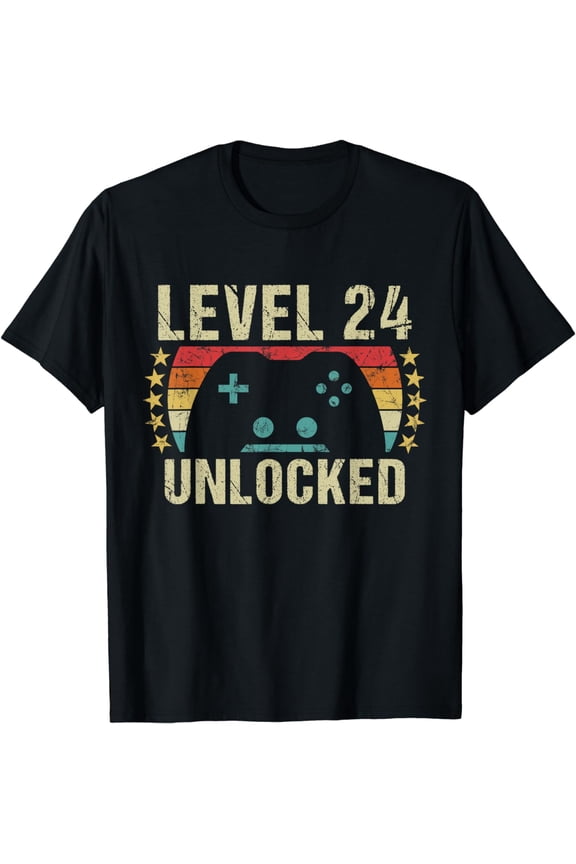 Gaming Vintage 24th Birthday Gift 24 Year Old Boy Girl Gamer T-Shirt