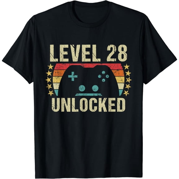 Gaming Vintage 28th Birthday Gift 28 Year Old Boy Girl Gamer T-Shirt