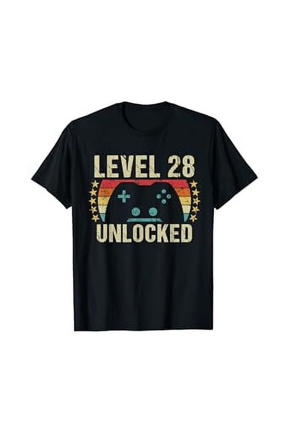 Gaming Vintage 28th Birthday Gift 28 Year Old Boy Girl Gamer T-Shirt