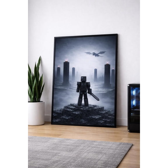 Gaming Wall Art Print – Minecraft Inspired Poster for Kids Room 8x12 UNFRAMED