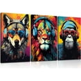 thumbnail image 1 of Gaming Wall Hieng Animal Graffiti Posters Pictures With Headphones Sunglasses Gorilla Tiger Wolf Cool Gamer Canvas Prints Colorful Graffiti Paintings for Teens Game Boys Room Wall Decor, 1 of 6