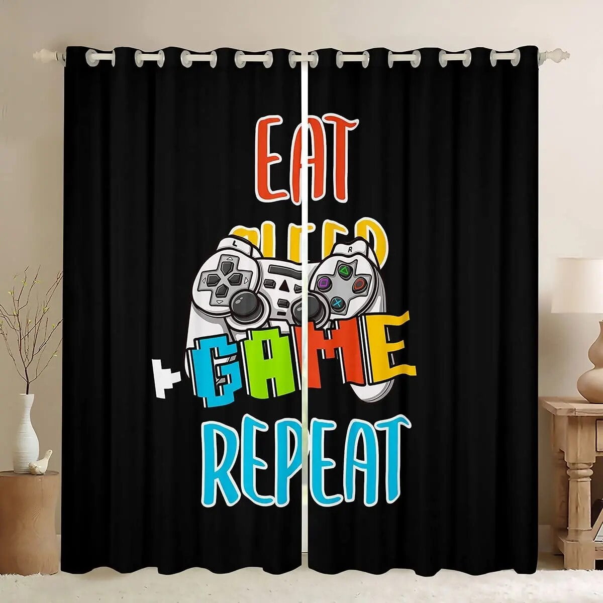 Gaming Window Curtains for Bedroom Living Room Decor Video Games Window