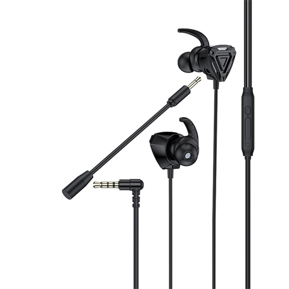 Gaming Wired Earphone Stereo, Usupdd 3.5MM Headset with Mic Noise Reduction, In-Ear Earbuds for PC Game Console, Black