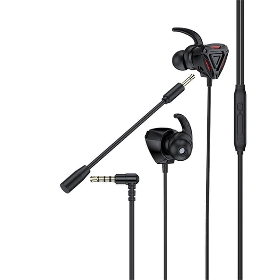 Gaming Wired Earphone Stereo, Usupdd 3.5MM Headset with Mic Noise Reduction, In-Ear Earbuds for PC Game Console, Red