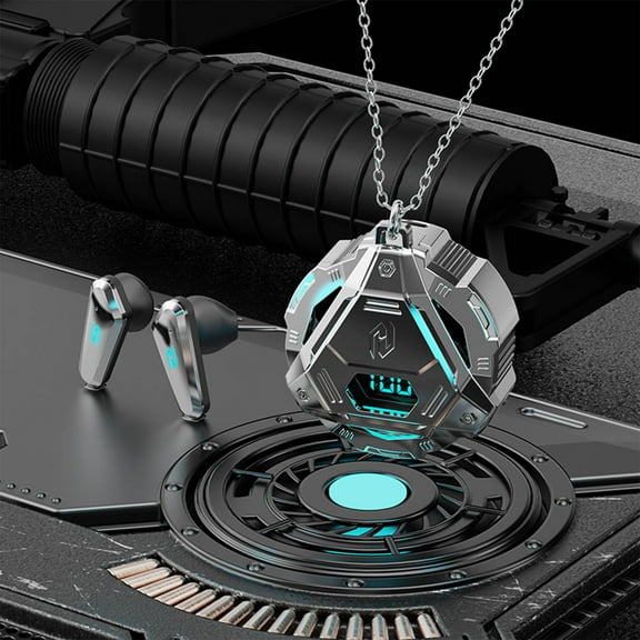Gaming Wireless Bluetooth Headset for E-Sports - Cool Mecha Style, Long Battery Life, 0-Latency, Comfortable Semi-In-Ear Design Silver