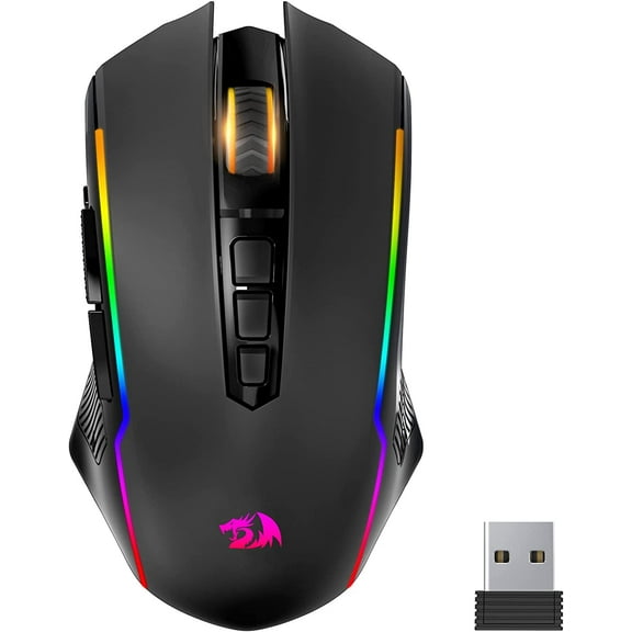 Gaming , Wireless Gaming with 8000 DPI, PC Gaming Mice with Fire Button, RGB Backlit Programmable Ergonomic Gamer, Rechargeable, 70Hrs for Windows, Mac Gamer, Black