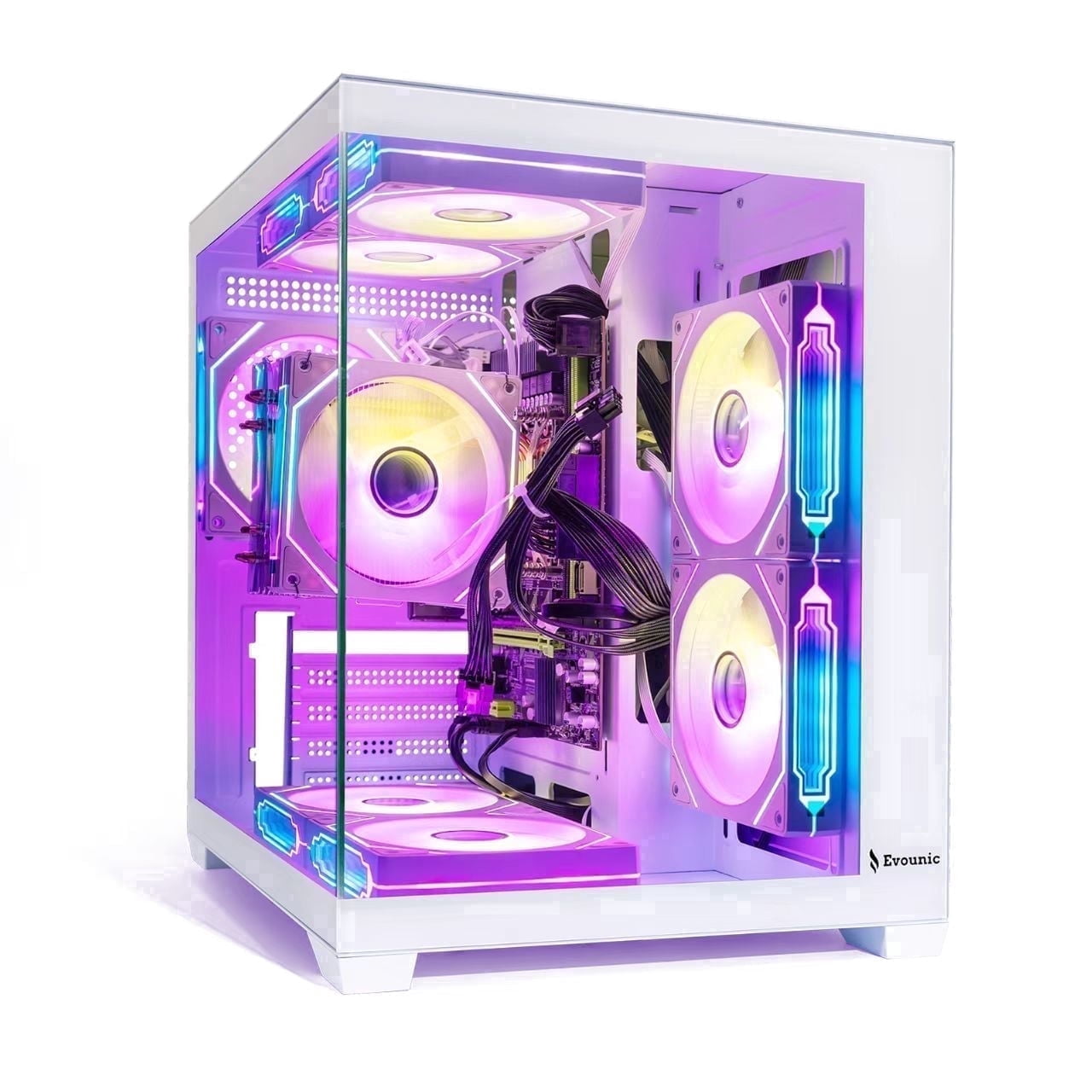Gaming Workstation PC Xeon E5 12-Core, RTX 4060 8GB, 64GB RAM, 512GB SSD+1TB HDD, WiFi 6 & BT5.4, 8 RGB Fan, Win11, RGB KB & Mouse