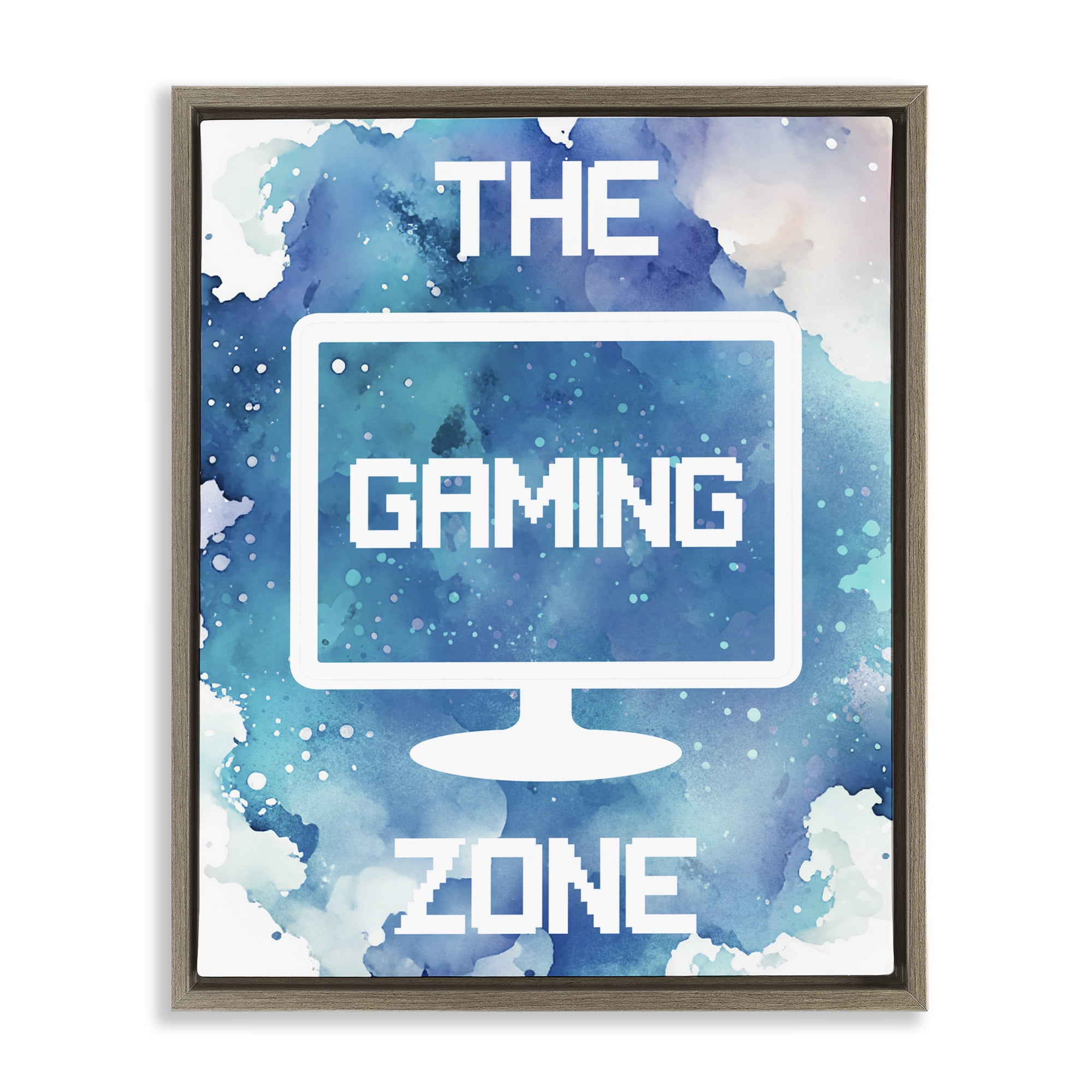 Gaming Zone Moniter Brown Framed Floater Canvas Wall Art, design by Marcus Prime