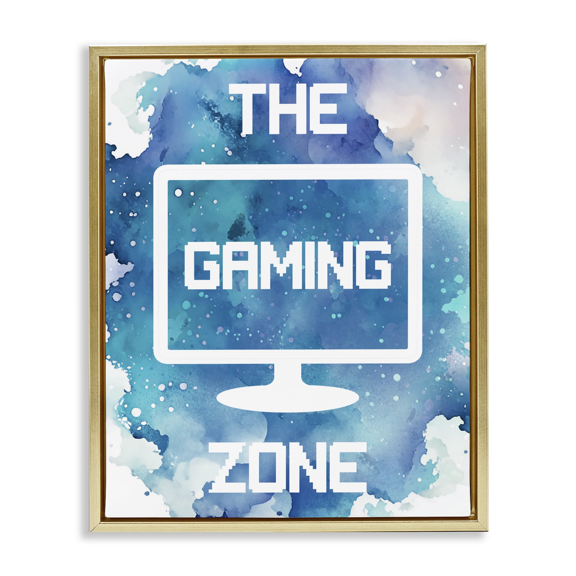 Gaming Zone Moniter Gold Framed Floater Canvas Wall Art, design by Marcus Prime