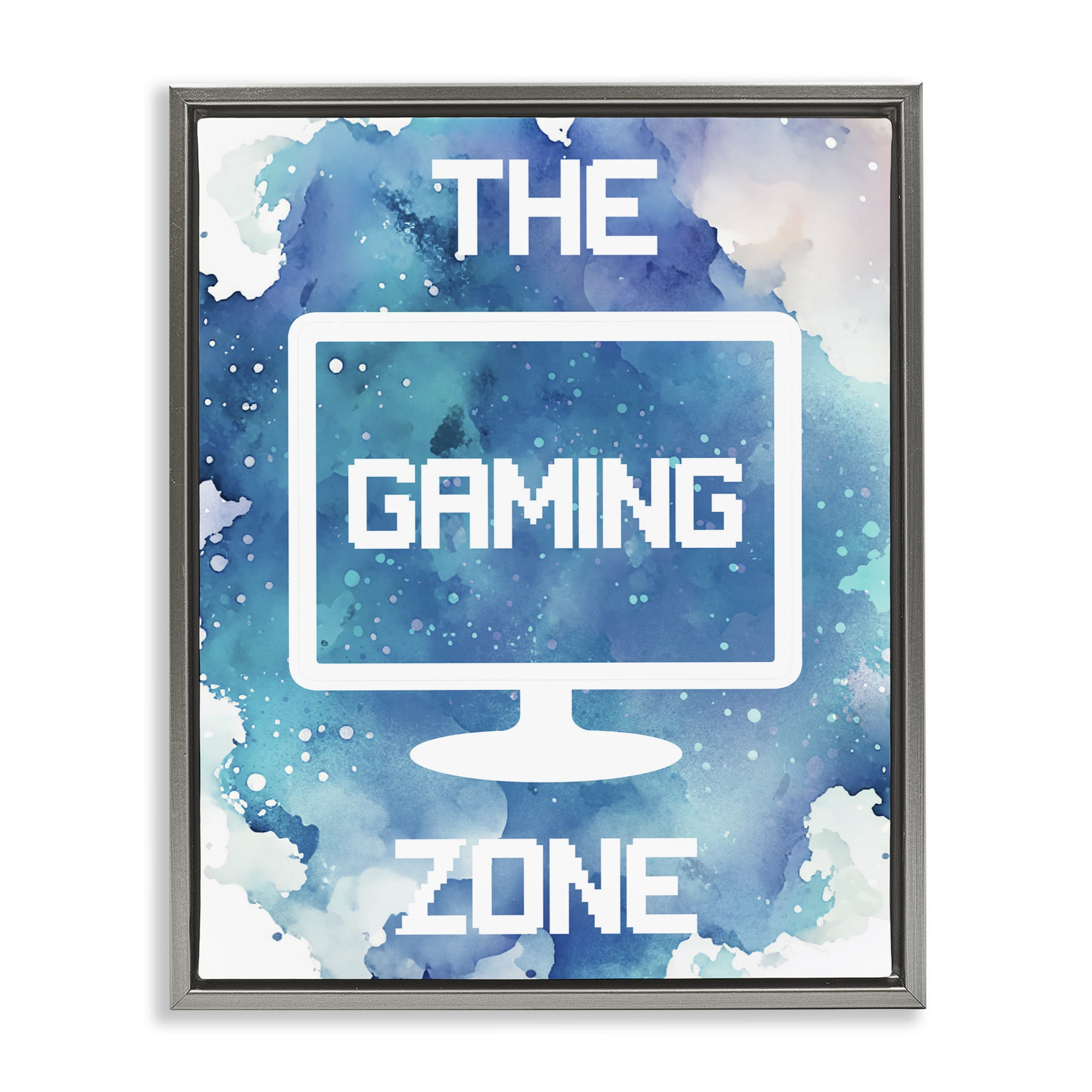 Gaming Zone Moniter Gray Framed Floater Canvas Wall Art, design by Marcus Prime