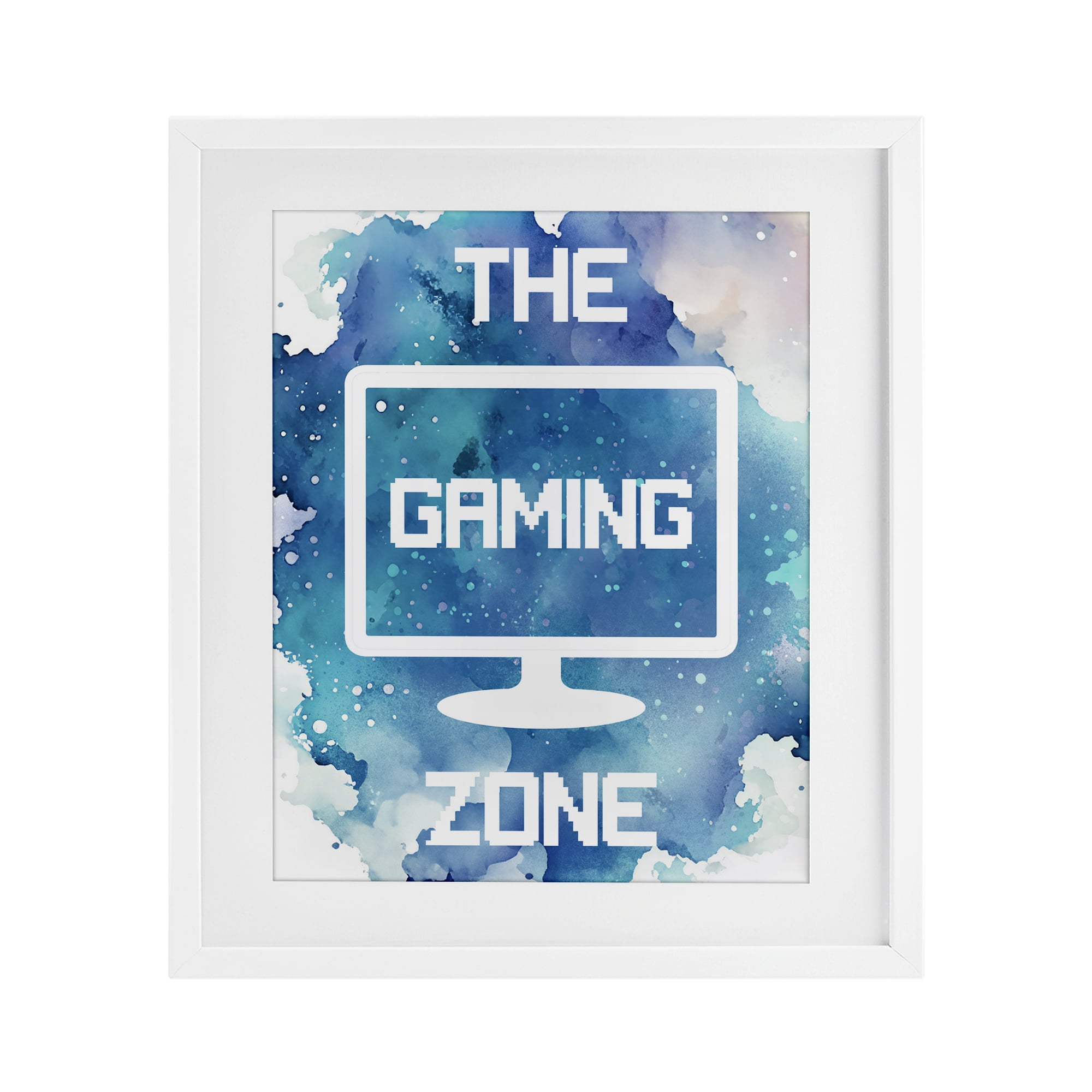 Gaming Zone Moniter White Framed Print Under Glass, design by Marcus Prime