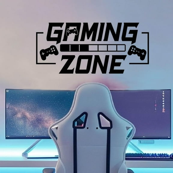 Gaming Zone Wall Stickers Black Gamepad Wall Decor Stickers Game Room Decals Gaming Zone Vinyl Art for Bedroom Games Room Playroom for Game Fans Gifts 22.4x13.7in colorful DIY