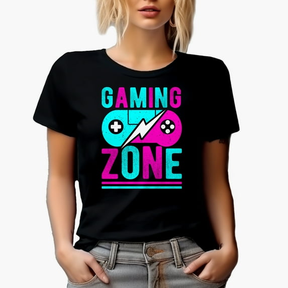 Gaming Zone with Game Controller, Gamer, Black T-Shirt, Small