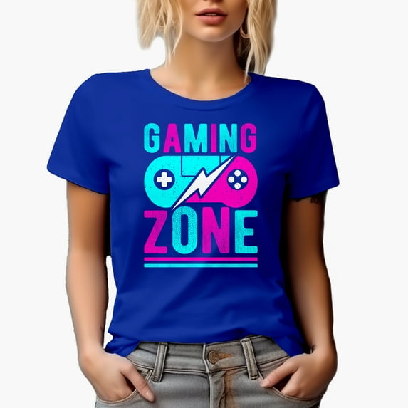 Gaming Zone with Game Controller, Gamer, Royal Blue T-Shirt, Small