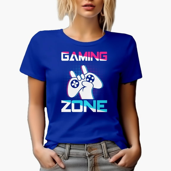 Gaming Zone with Game Controller, Royal Blue T-Shirt, Large