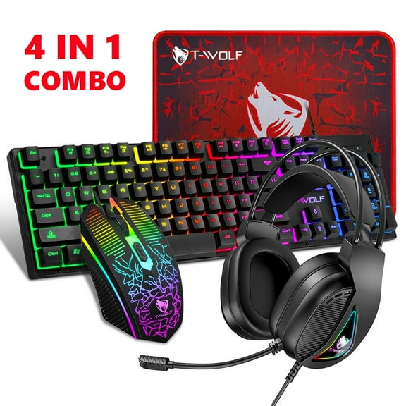 Gaming keyboard + Mouse + Headset + Mousepad Set RGB Backlight All in one Comb For PC Gamers and Xbox One and PS4