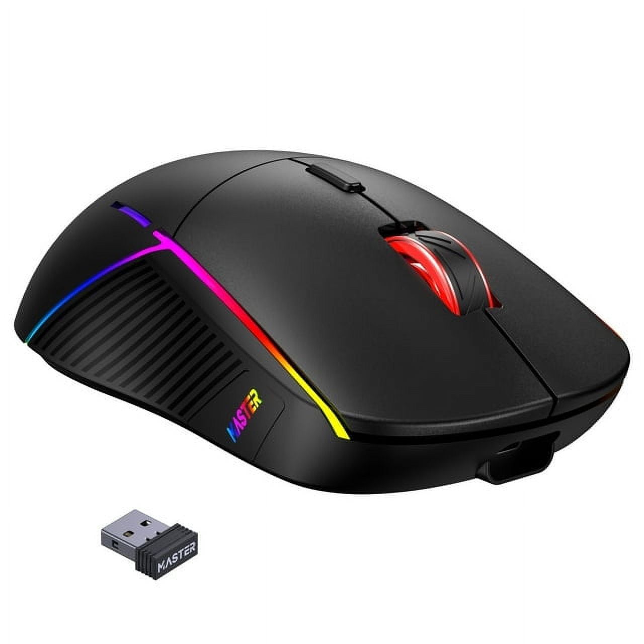 FFN Wireless Gaming Mouse,24000DPI Adjustable,6 Programmable Buttons,75H Battery,3 Mode 2.4GHz/Bluetooth 5.3/USB-C Wired, Rechargeable Gaming Mice for PC,Mac,Computer,Laptop,Tablet-Black