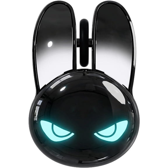 Gaming with RGB Light Eyes, Evil Bunny Design, 2.4G & 5.0 Mode, Silent Click 3 Button 1200 DPI, Rechargeable Cute for Laptop PC - Black