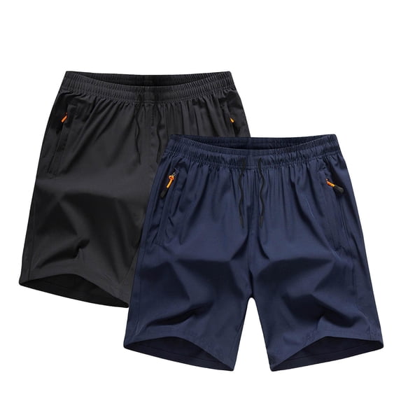 Gamivast 2-Pack Boy's Athletic Shorts Quick-Dry Active Back To School Running Shorts with Zipper Pockets Drawstring Gym Training Basketball Sports Lounge Bottoms Multipack Everyday Wear